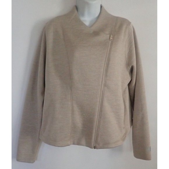 New Balance x Isaac Mizrahi Asymmetric‎ Zip Jacket Tan Linen L Women Casual - Picture 1 of 5